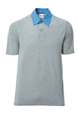 Polo Yaka Tişört Mavi Denim Yaka