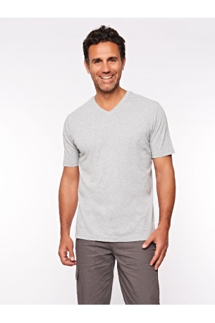 V Yaka Tişört - Gri Erkek Penye